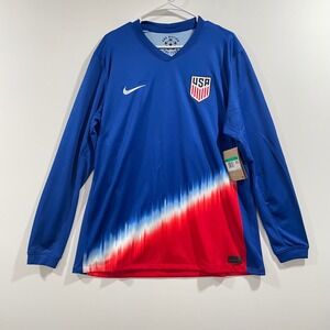 Nike USMNT 2024 Away Soccer Jersey Mens XL Blue Red Long Sleeve Dri-FIT USA NEW